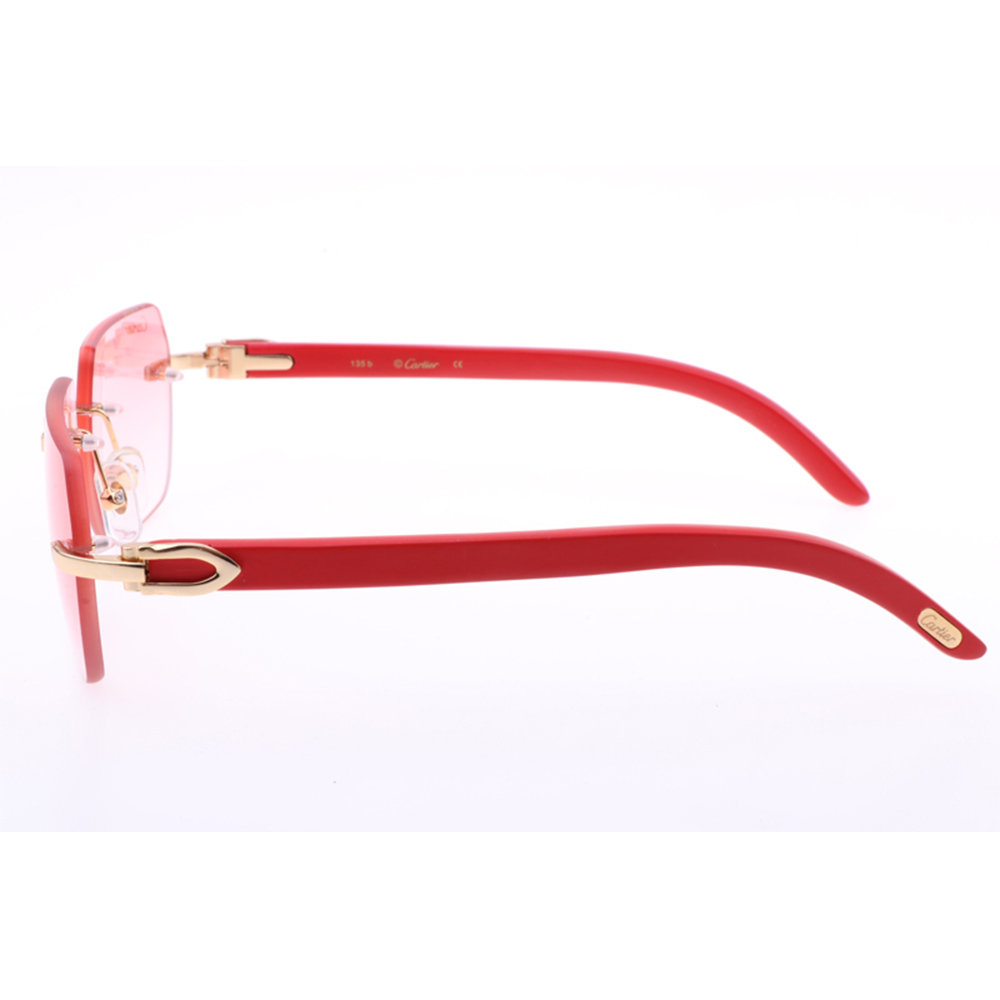 Cartier 8300818 Red Wood Sunglasses In Gold Gradient Pink - PerfectKickZ