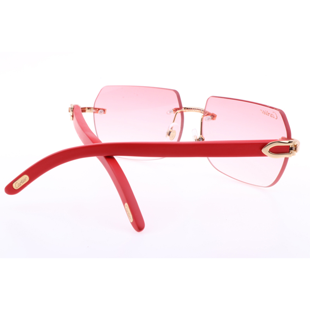 Cartier 8300818 Red Wood Sunglasses In Gold Gradient Pink - PerfectKickZ