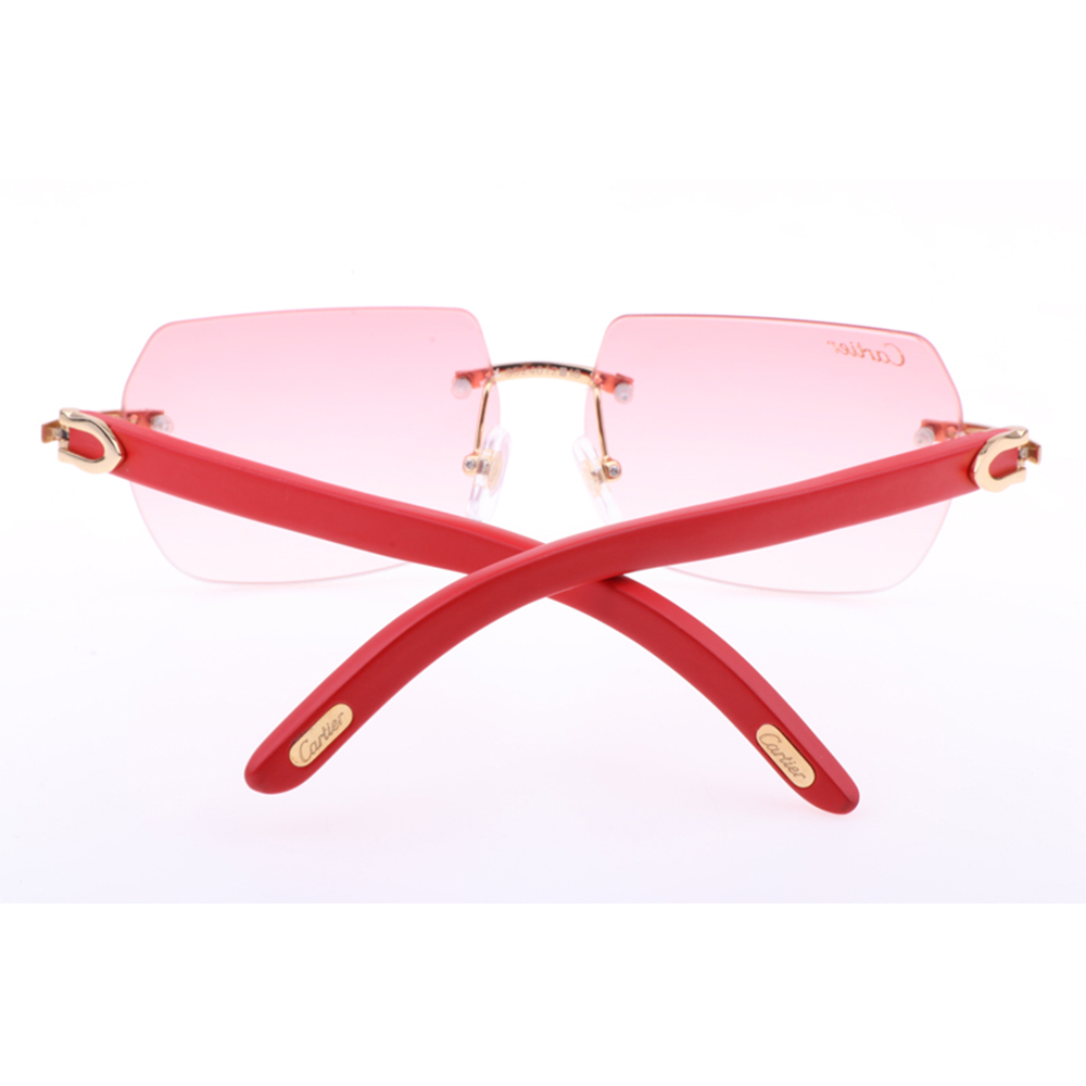 Cartier 8300818 Red Wood Sunglasses In Gold Gradient Pink - PerfectKickZ