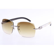 Cartier  8300818 Engrave Lens White Mix Black Buffalo Sunglasses In Silver Brown - PerfectKickZ