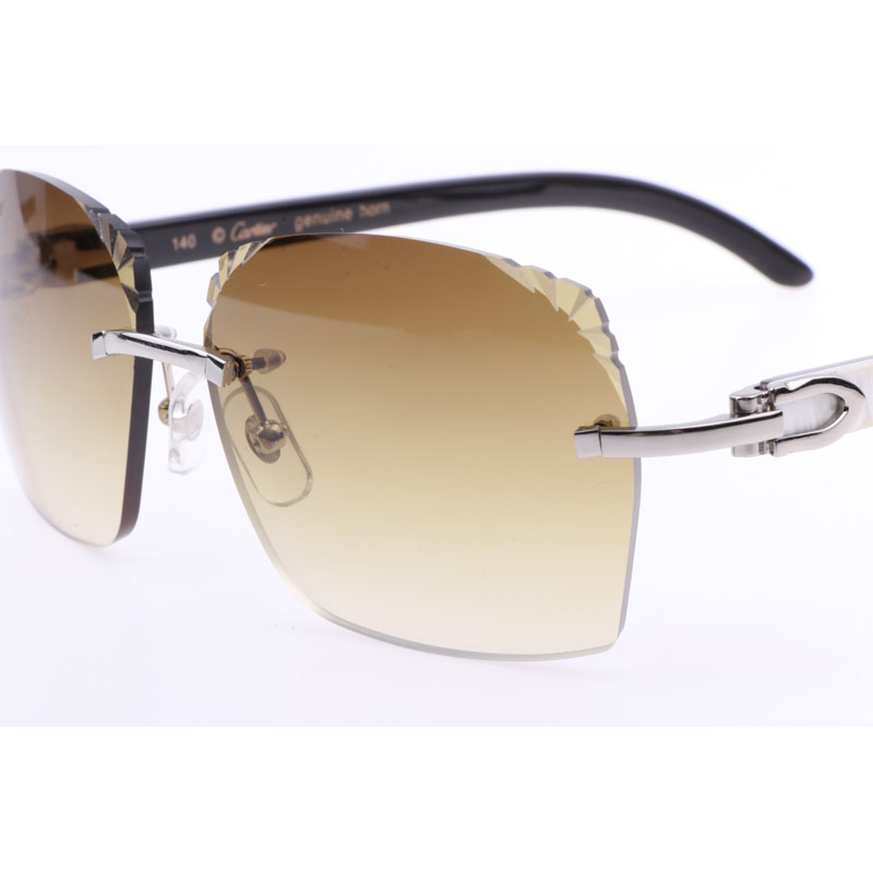 Cartier  8300818 Engrave Lens White Mix Black Buffalo Sunglasses In Silver Brown - PerfectKickZ