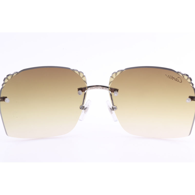 Cartier  8300818 Engrave Lens White Mix Black Buffalo Sunglasses In Silver Brown - PerfectKickZ