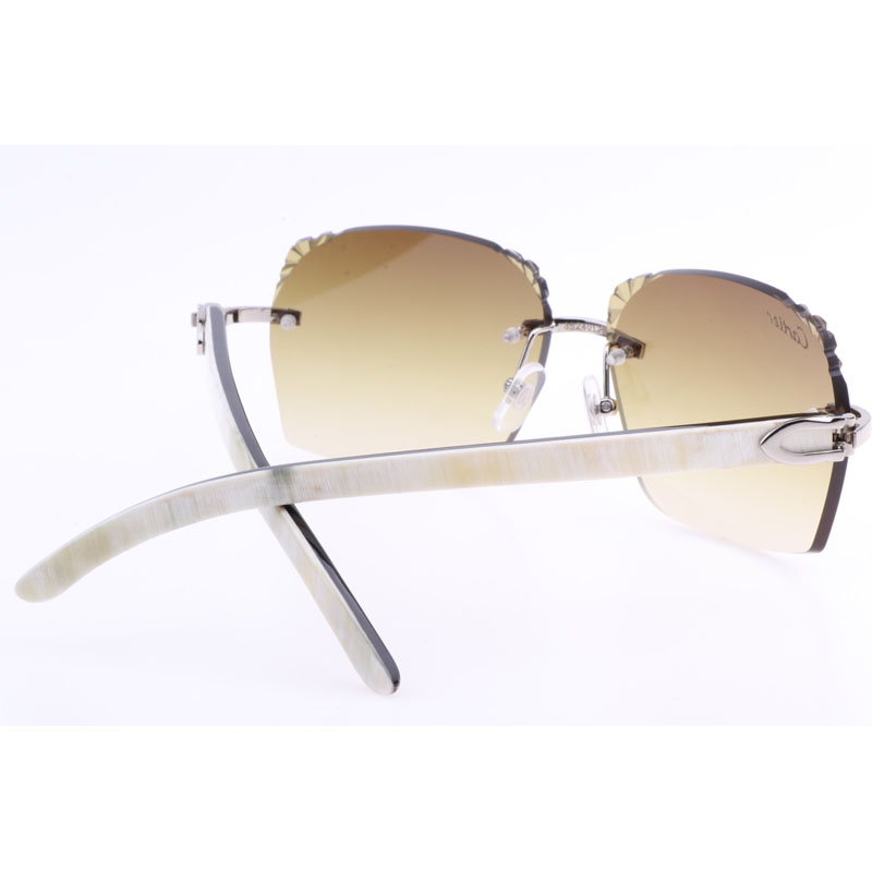 Cartier  8300818 Engrave Lens White Mix Black Buffalo Sunglasses In Silver Brown - PerfectKickZ