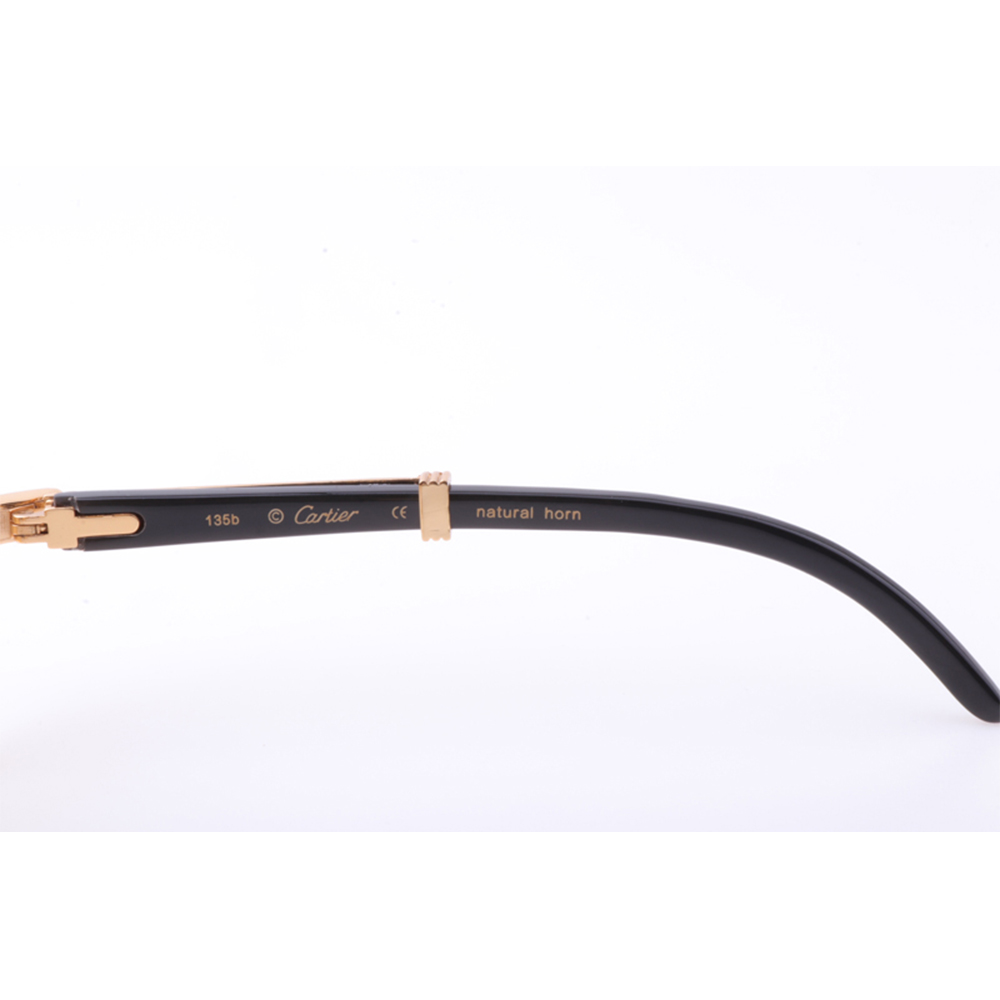 Cartier 7550178 55-22 New Full Diamond Black Buffalo Sunglasses In Gold Brown - PerfectKickZ