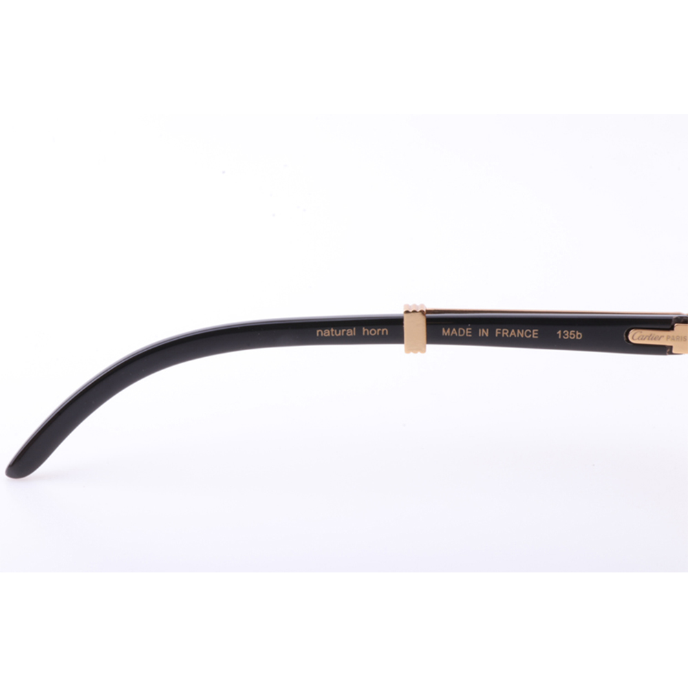 Cartier 7550178 55-22 New Full Diamond Black Buffalo Sunglasses In Gold Brown - PerfectKickZ