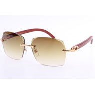 Cartier  8300818 Engrave Lens Wood Sunglasses In Gold Brown - PerfectKickZ
