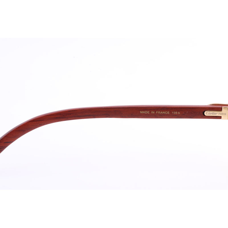 Cartier  8300818 Engrave Lens Wood Sunglasses In Gold Brown - PerfectKickZ