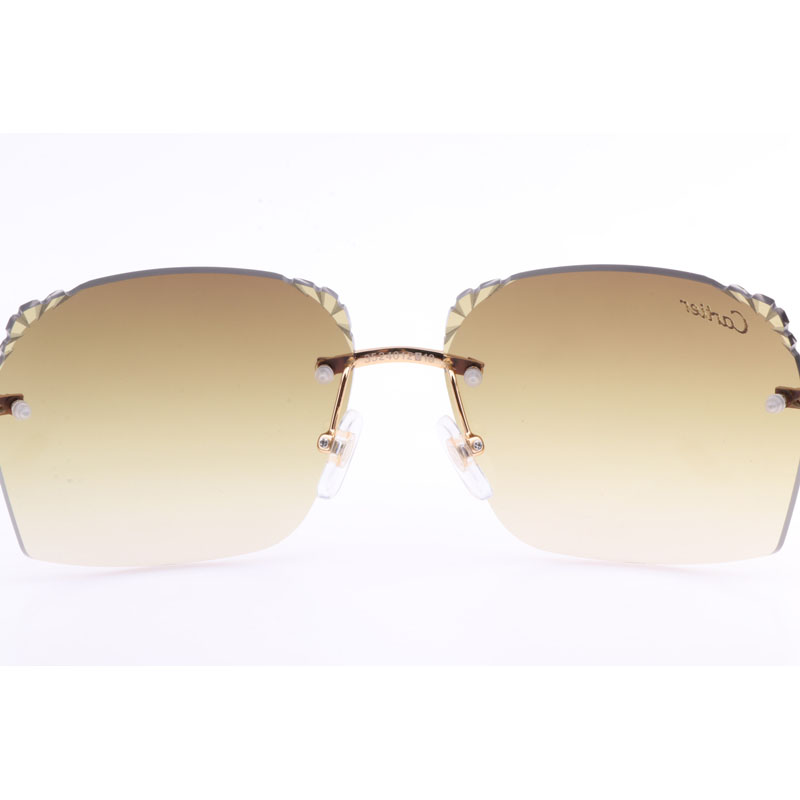Cartier  8300818 Engrave Lens Wood Sunglasses In Gold Brown - PerfectKickZ