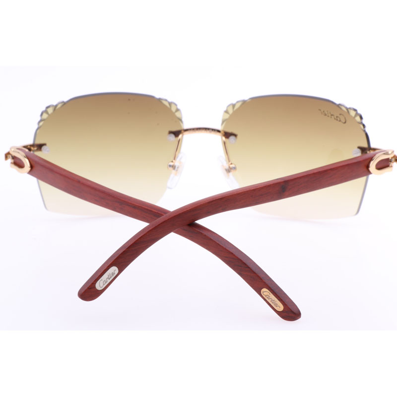 Cartier  8300818 Engrave Lens Wood Sunglasses In Gold Brown - PerfectKickZ
