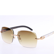 Cartier 8300818 Engrave Lens White Mix Black Buffalo Sunglasses In Gold Brown - PerfectKickZ