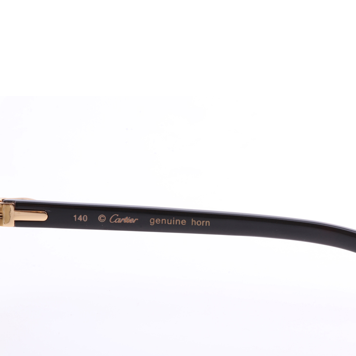 Cartier 8300818 Engrave Lens White Mix Black Buffalo Sunglasses In Gold Brown - PerfectKickZ