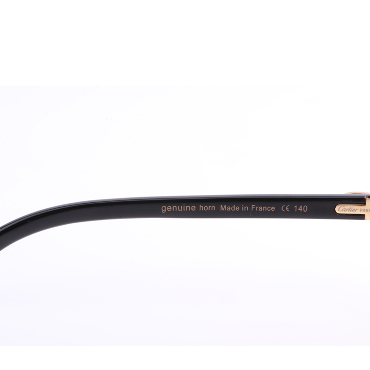 Cartier 8300818 Engrave Lens White Mix Black Buffalo Sunglasses In Gold Brown - PerfectKickZ