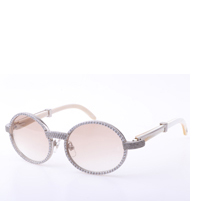 Cartier  7550178 55-22 New Full Diamond White Buffalo Sunglasses In Silver Brown - PerfectKickZ