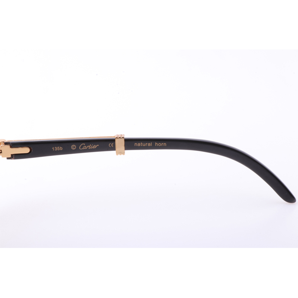 Cartier 7550178 55-22 New Full Diamond White Mix Black Buffalo Sunglasses In Gold Brown - PerfectKickZ