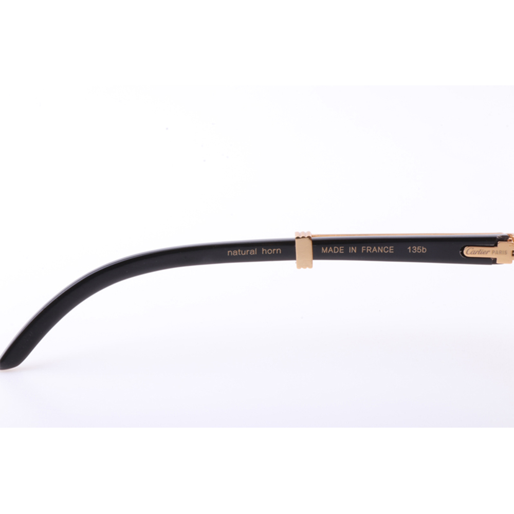 Cartier 7550178 55-22 New Full Diamond White Mix Black Buffalo Sunglasses In Gold Brown - PerfectKickZ