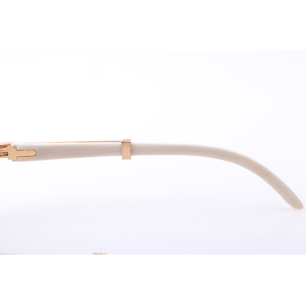 Cartier 7550178 55-22 New Full Diamond White Buffalo Sunglasses In Gold Brown - PerfectKickZ