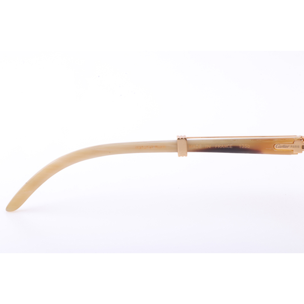 Cartier 7550178 55-22 New Full Diamond White Buffalo Sunglasses In Gold Brown - PerfectKickZ