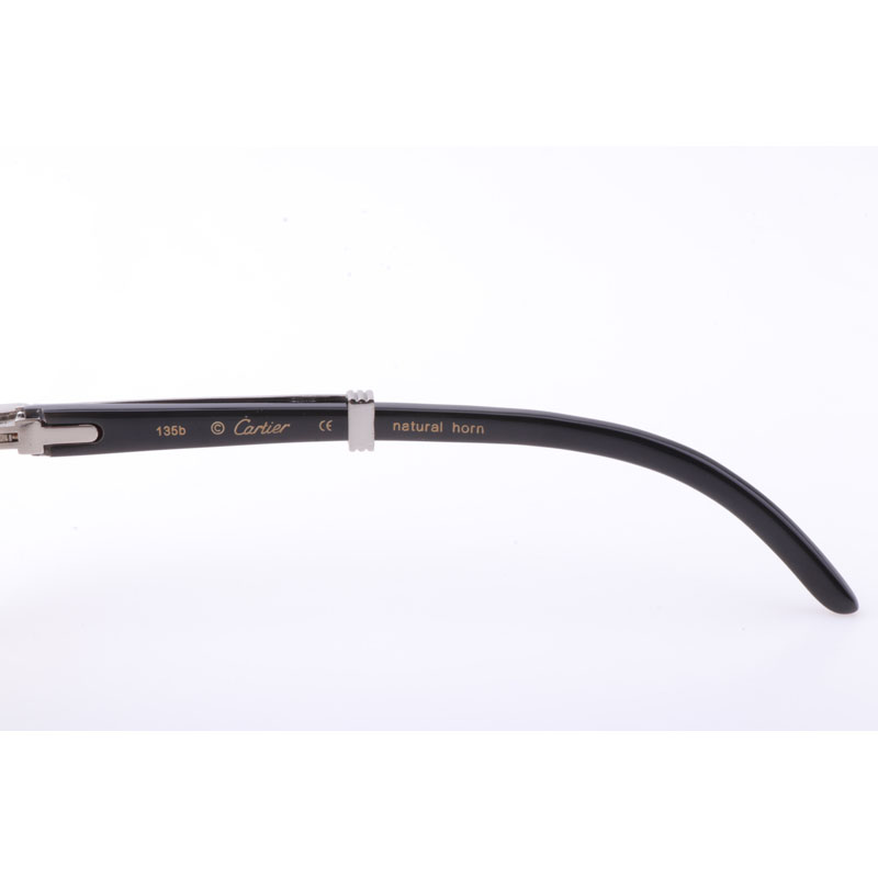 Cartier  7550178 55-22 New Full Diamond Black Buffalo Sunglasses In Silver Brown - PerfectKickZ