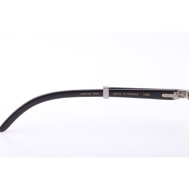 Cartier  7550178 55-22 New Full Diamond Black Buffalo Sunglasses In Silver Brown - PerfectKickZ