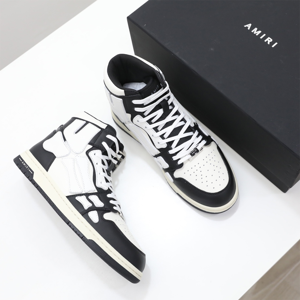 Amiri Skel-Top Hi Sneaker White/Black - PerfectKickZ