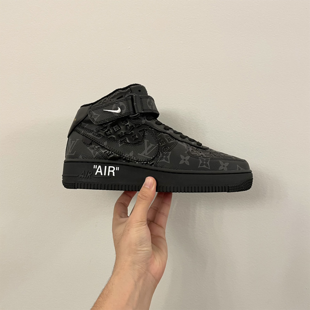 Louis Vuitton X Nike Air Force 1 Mid-Top Sneaker In All Black - PerfectKickZ