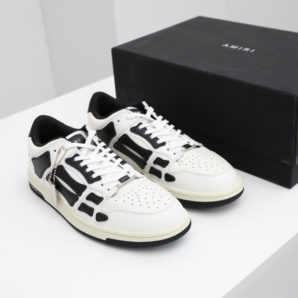 Amiri Skel-Top Low Sneaker White/Black - PerfectKickZ