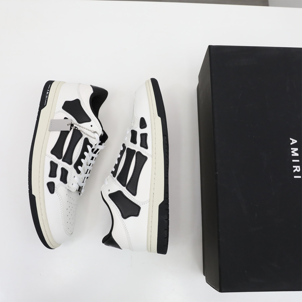 Amiri Skel-Top Low Sneaker White/Black - PerfectKickZ