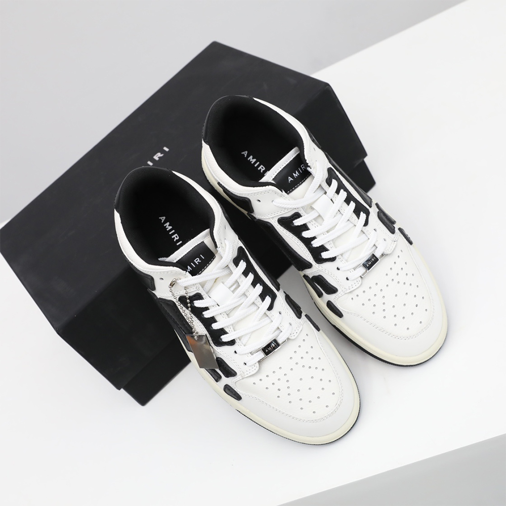 Amiri Skel-Top Low Sneaker White/Black - PerfectKickZ