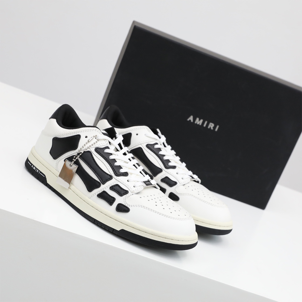 Amiri Skel-Top Low Sneaker White/Black - PerfectKickZ