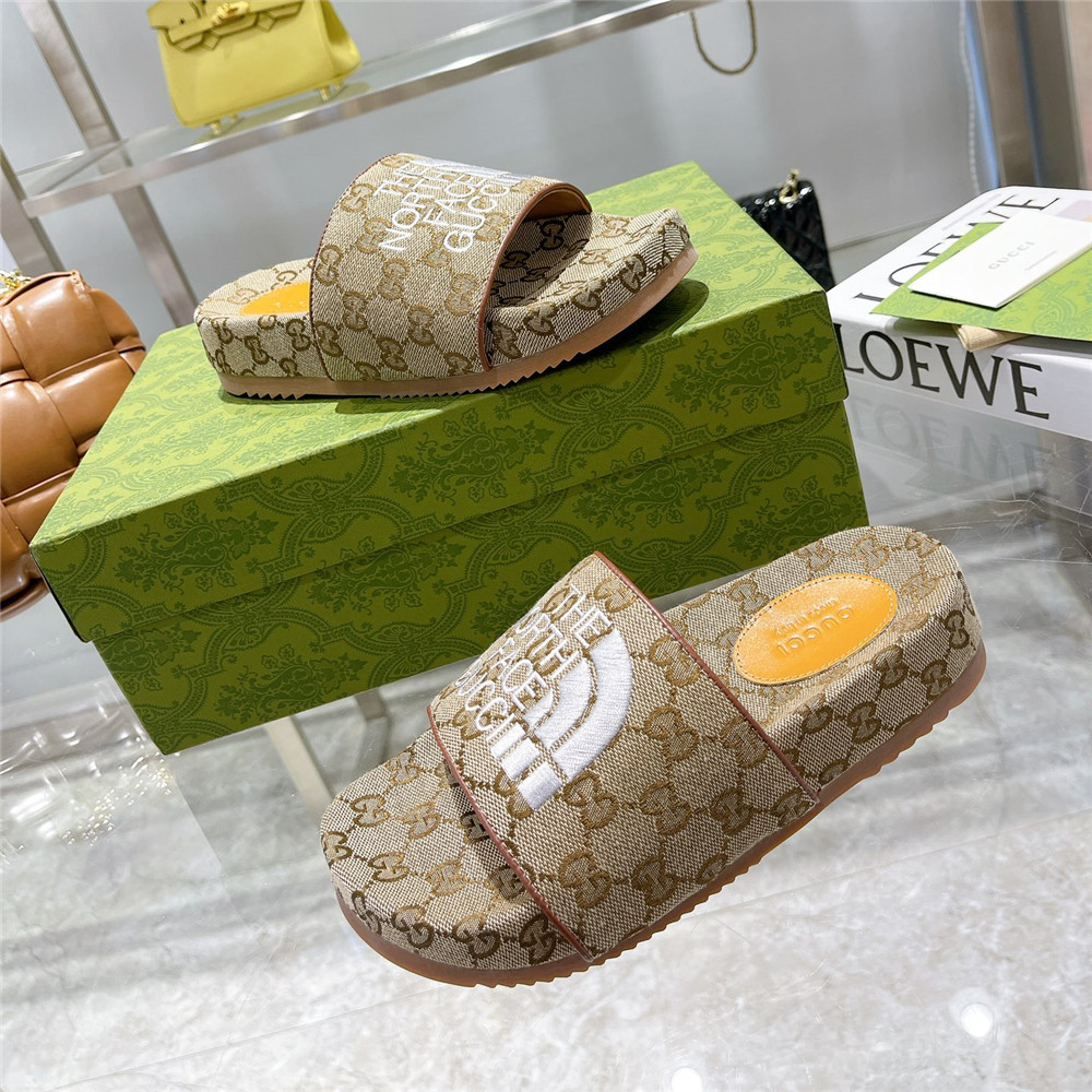 Gucci X The North Face GG Logo Slides - PerfectKickZ