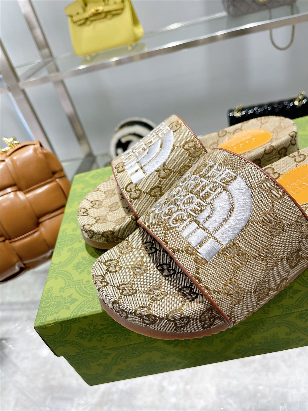 Gucci X The North Face GG Logo Slides - PerfectKickZ
