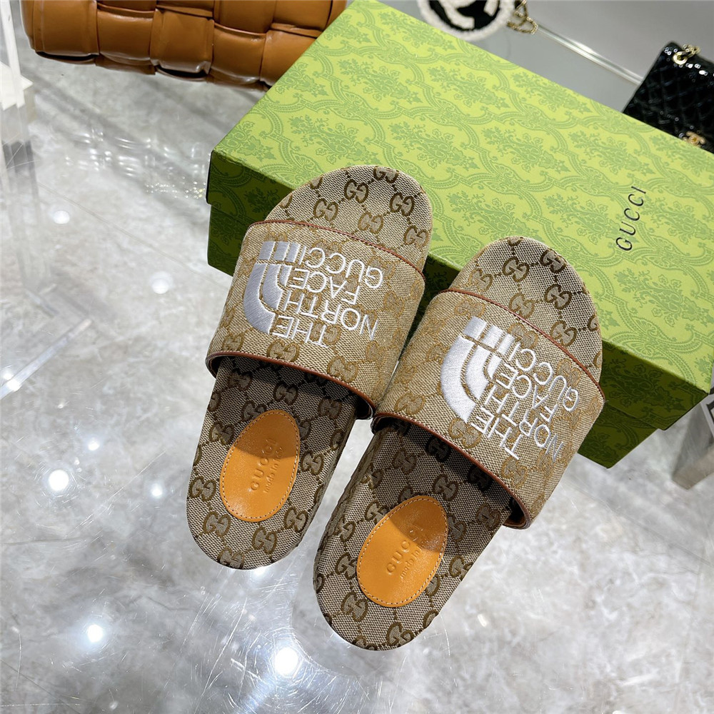 Gucci X The North Face GG Logo Slides - PerfectKickZ