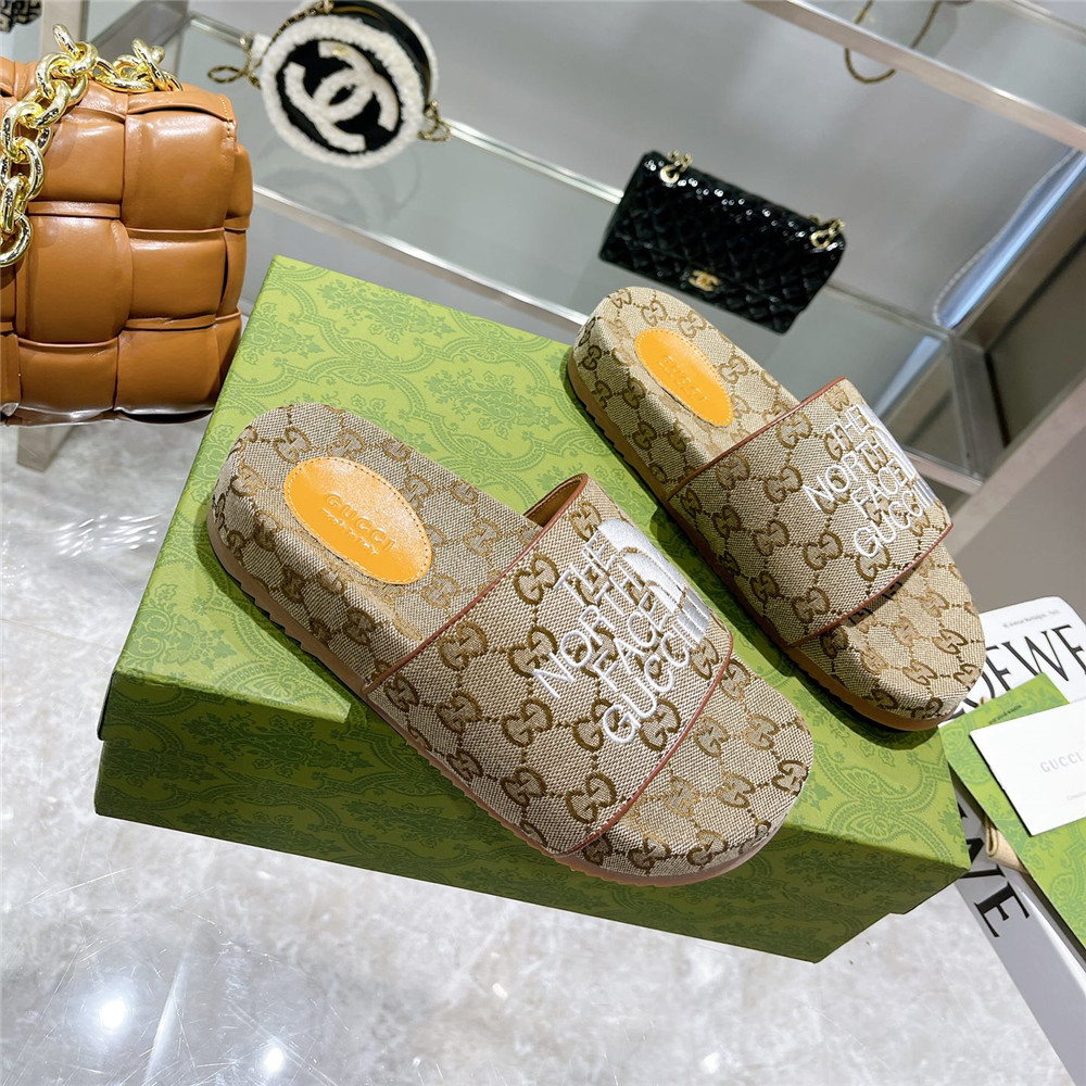 Gucci X The North Face GG Logo Slides - PerfectKickZ