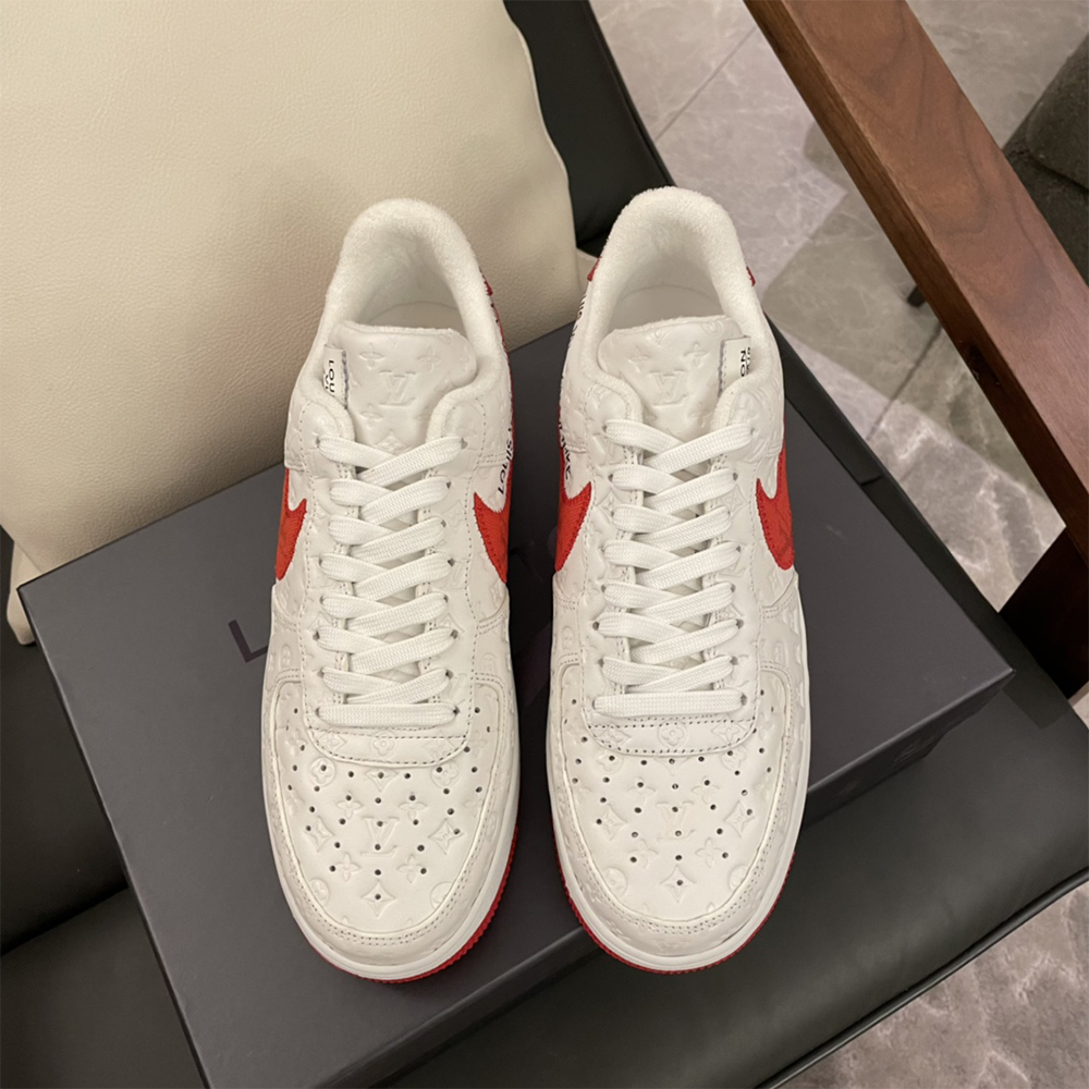 Louis Vuitton X Nike Air Force 1 Sneaker In White&Red - PerfectKickZ
