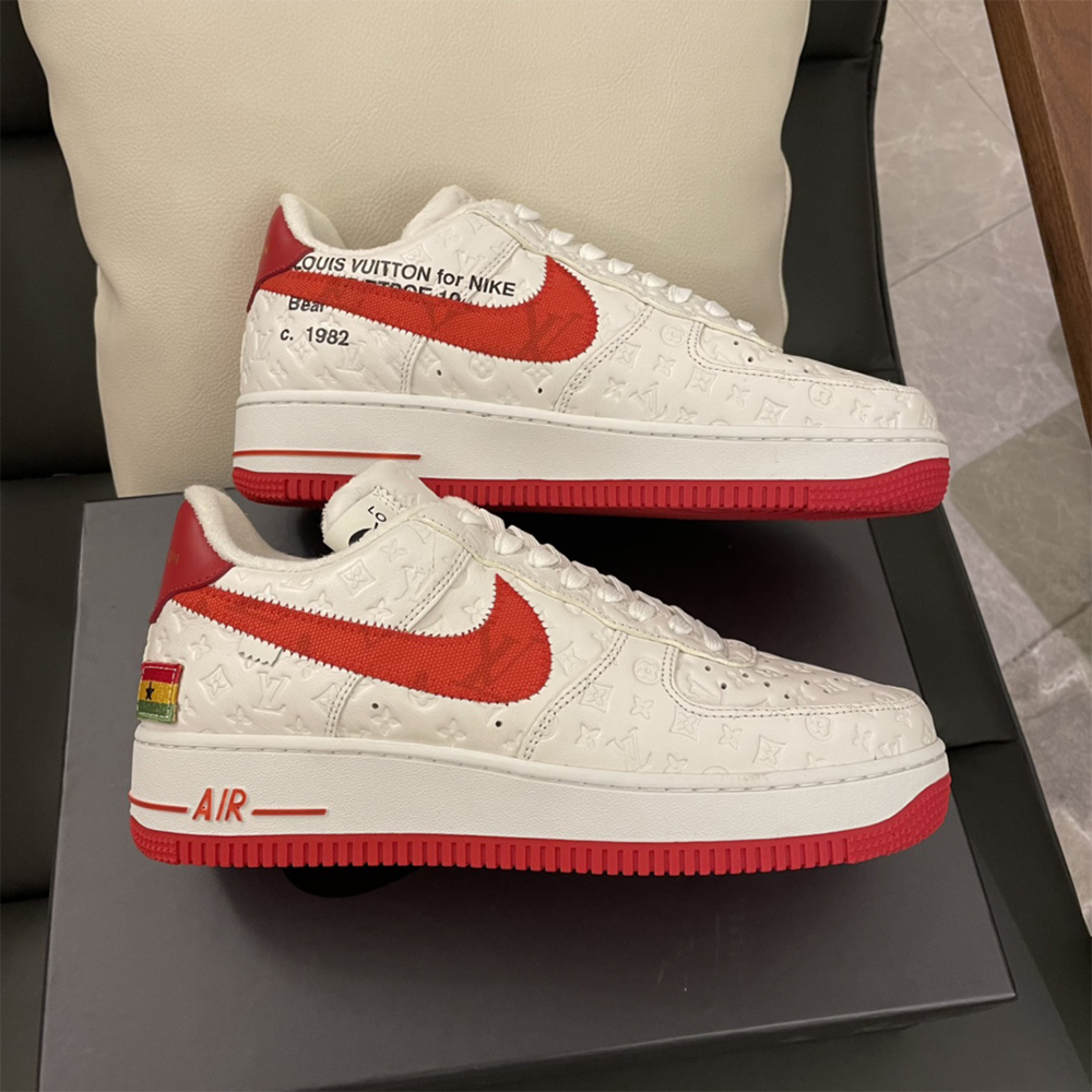 Louis Vuitton X Nike Air Force 1 Sneaker In White&Red - 