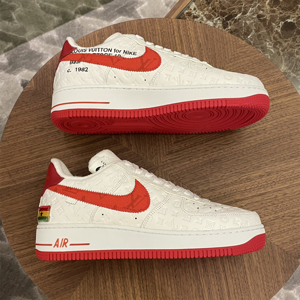Louis Vuitton X Nike Air Force 1 Sneaker In White&Red - 
