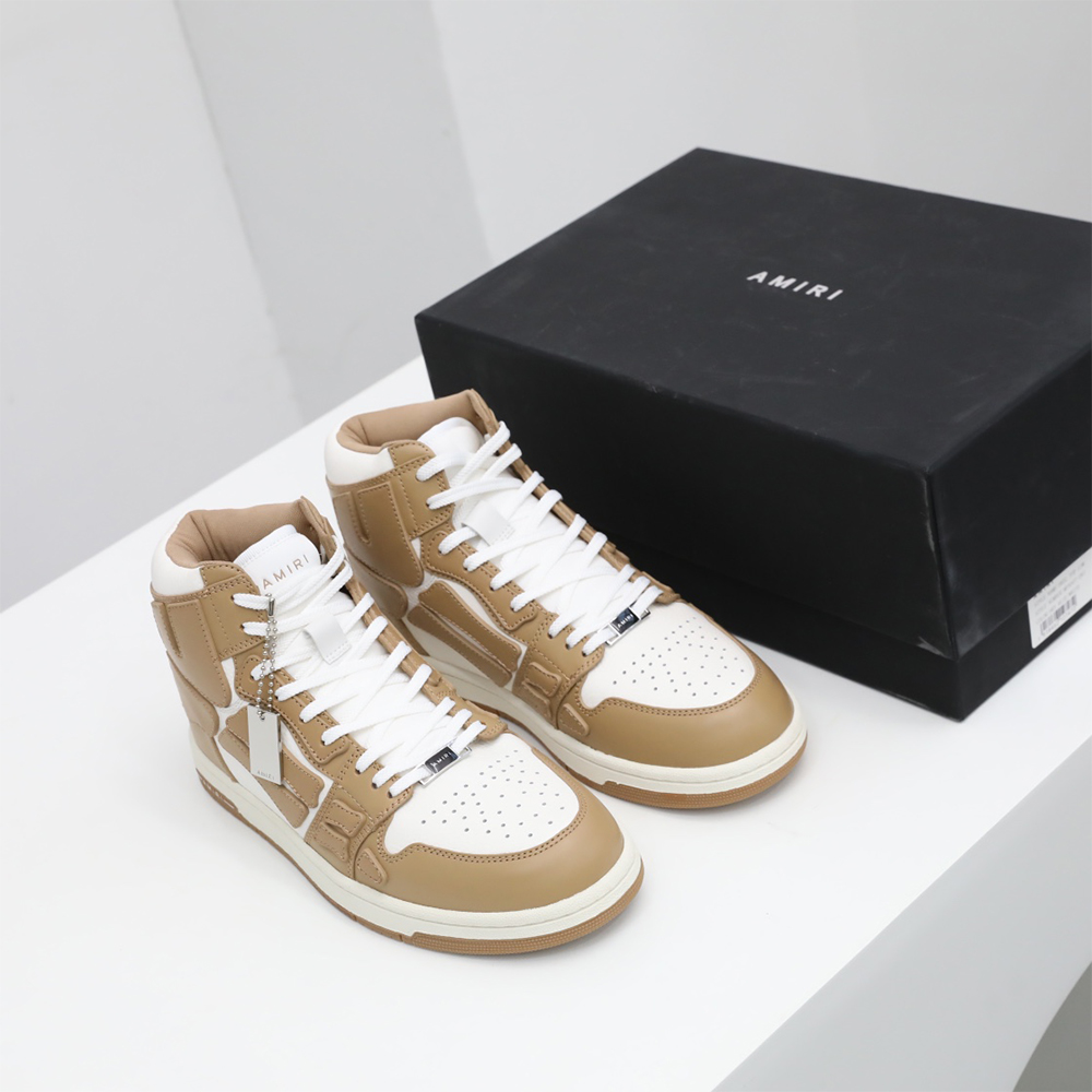 Amiri Skel-Top Hi Sneaker Brown/White - PerfectKickZ
