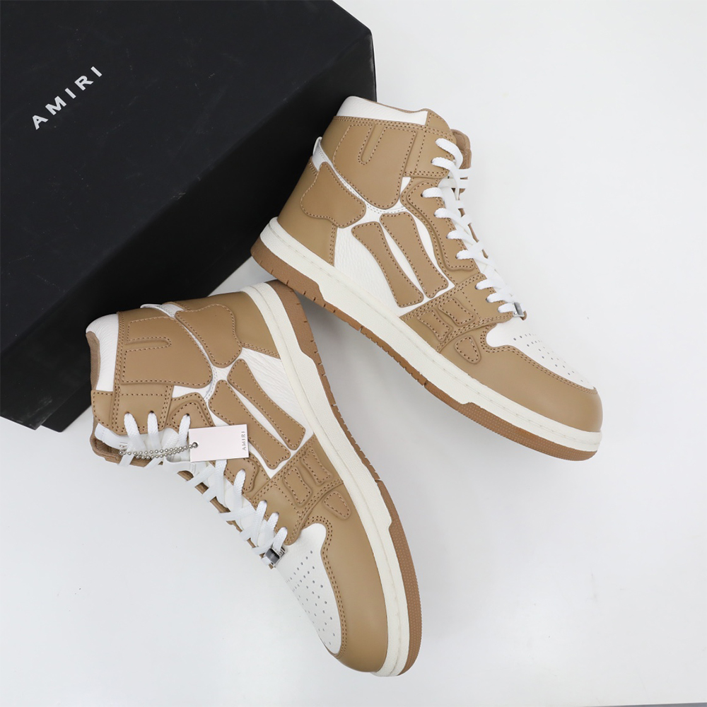 Amiri Skel-Top Hi Sneaker Brown/White - PerfectKickZ