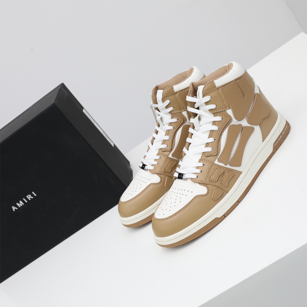 Amiri Skel-Top Hi Sneaker Brown/White - PerfectKickZ