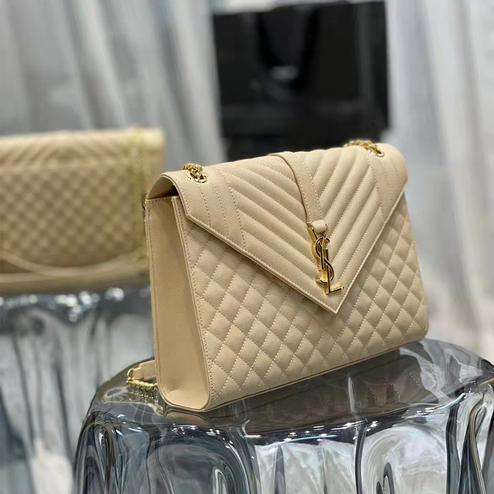 Saint Laurent Envelope Large Bag In Mix Matelasse Grain De Poudre Emboosed Leather - PerfectKickZ