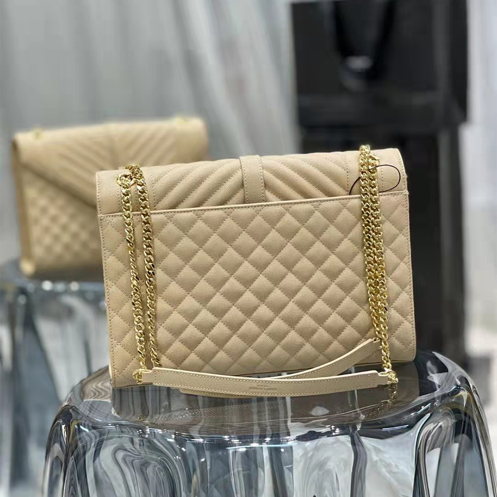 Saint Laurent Envelope Large Bag In Mix Matelasse Grain De Poudre Emboosed Leather - PerfectKickZ