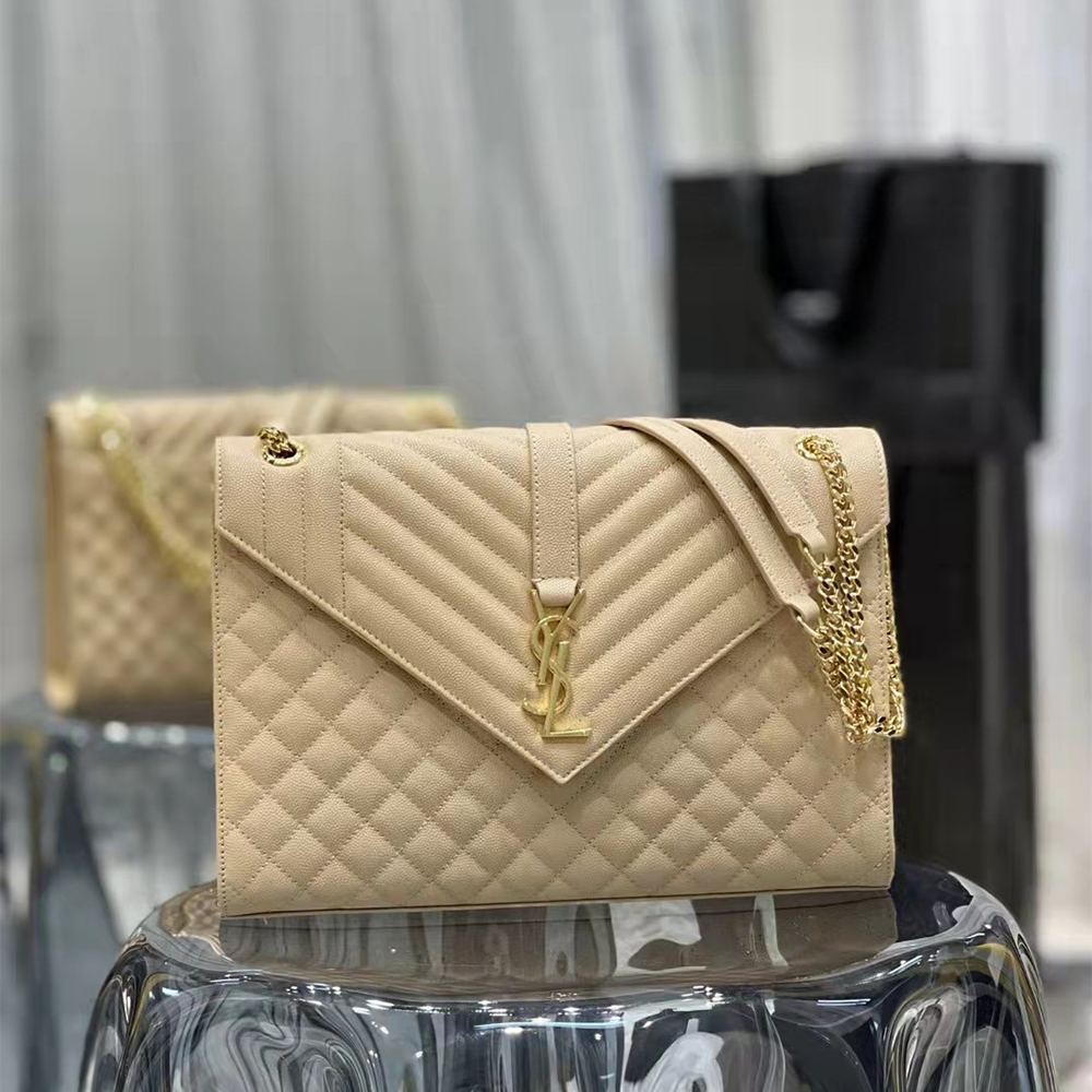 Saint Laurent Envelope Large Bag In Mix Matelasse Grain De Poudre Emboosed Leather - PerfectKickZ