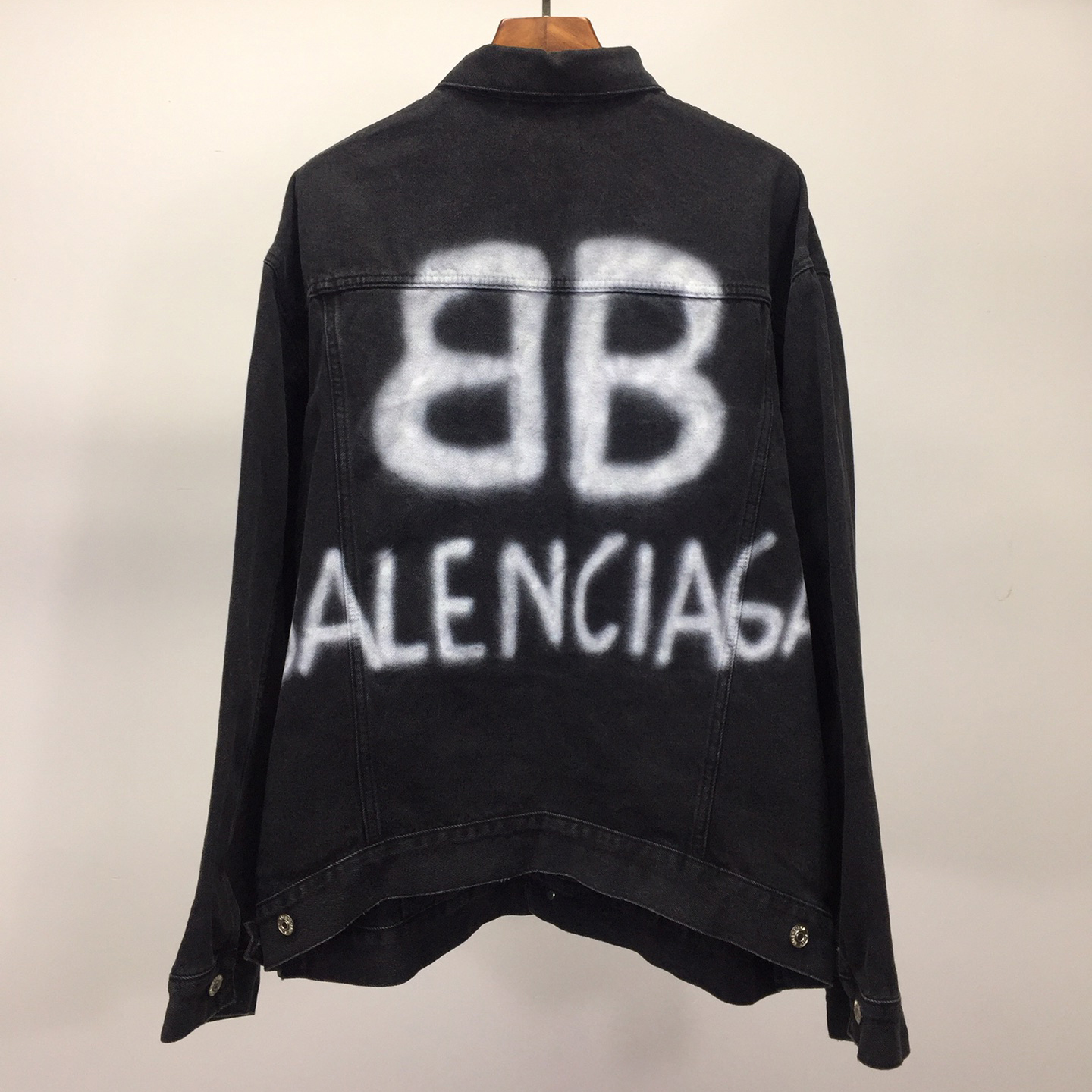  Balenciaga Spray Paint Logo Denim Jacket - PerfectKickZ