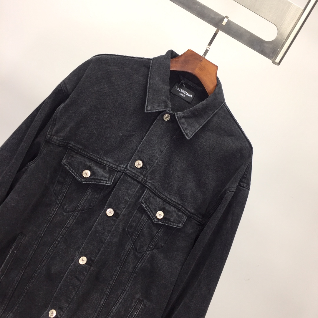  Balenciaga Spray Paint Logo Denim Jacket - PerfectKickZ