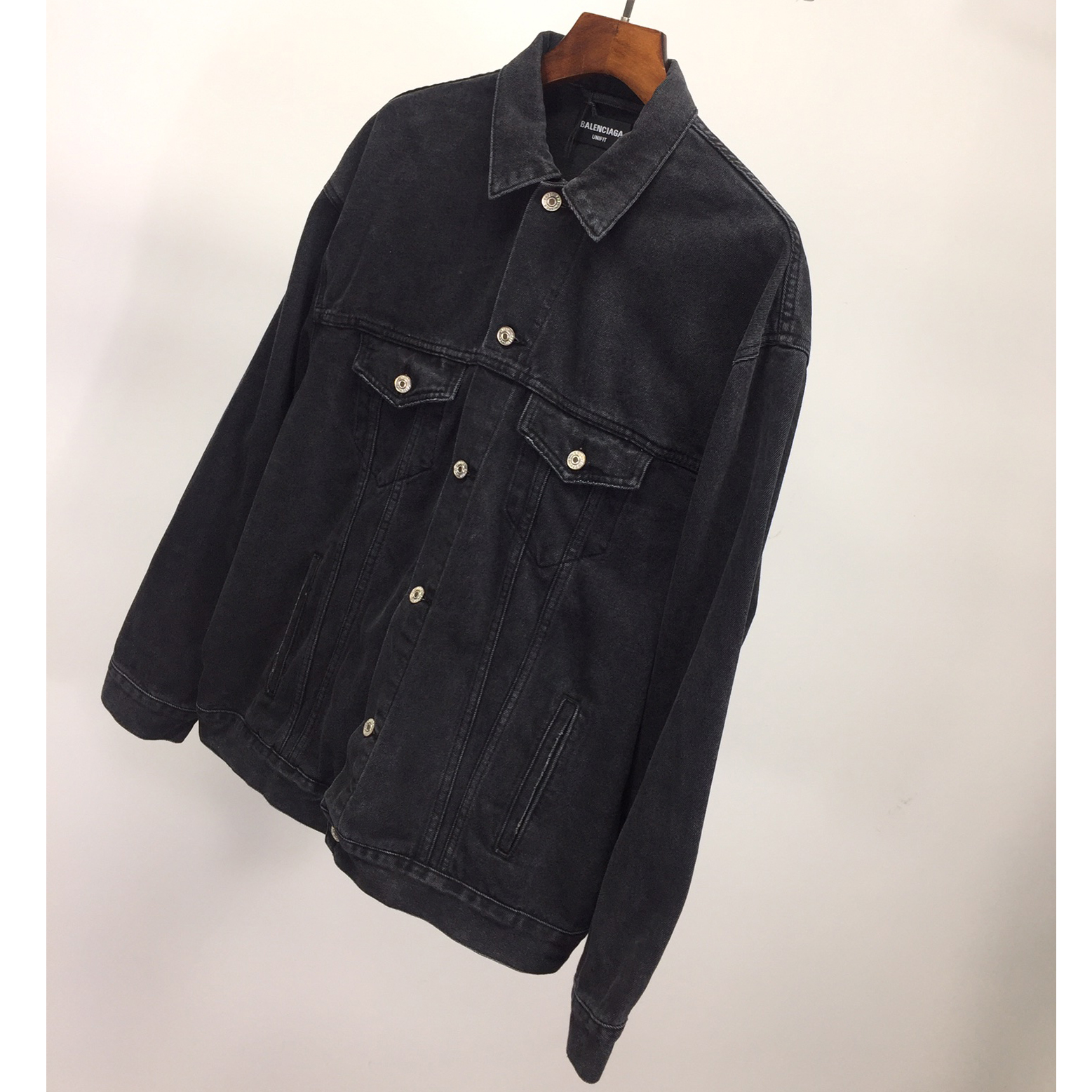  Balenciaga Spray Paint Logo Denim Jacket - PerfectKickZ