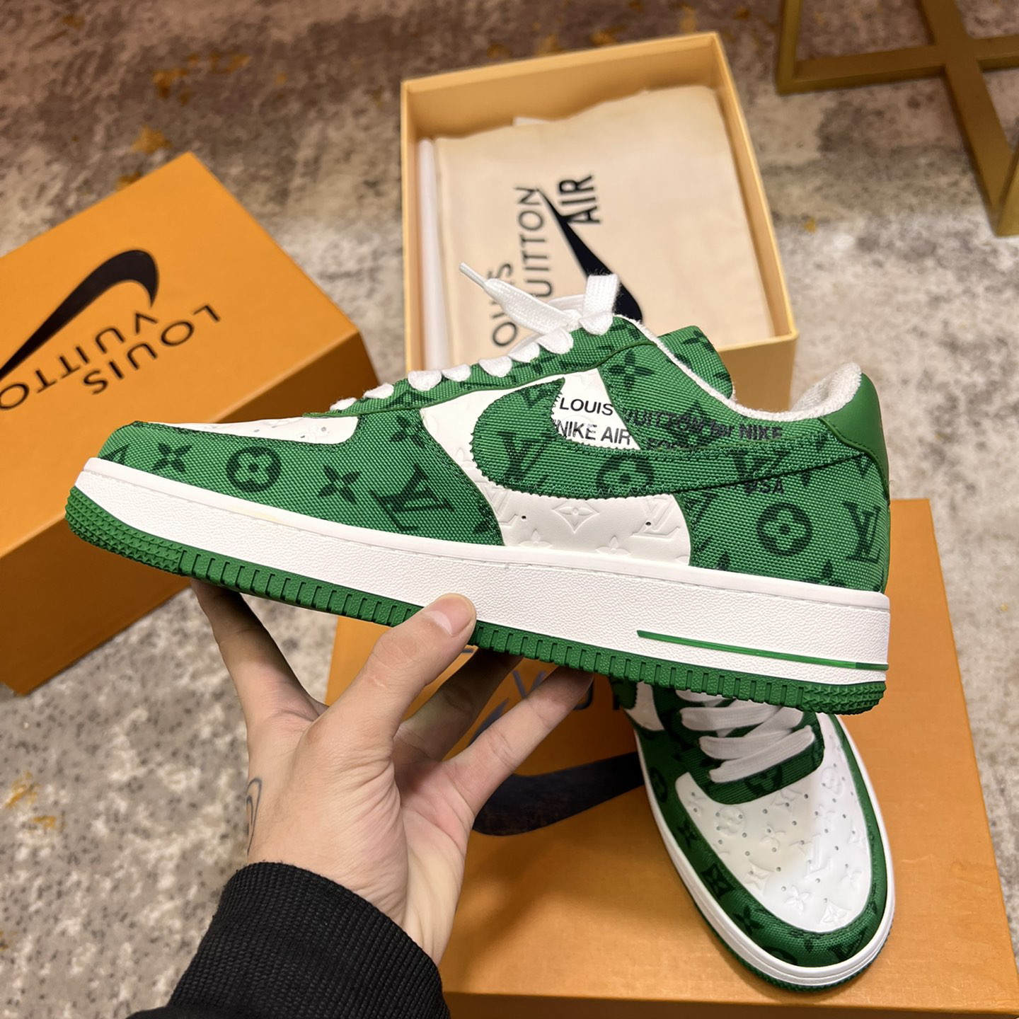 Louis Vuitton X Nike Air Force 1 Sneaker In Green - PerfectKickZ