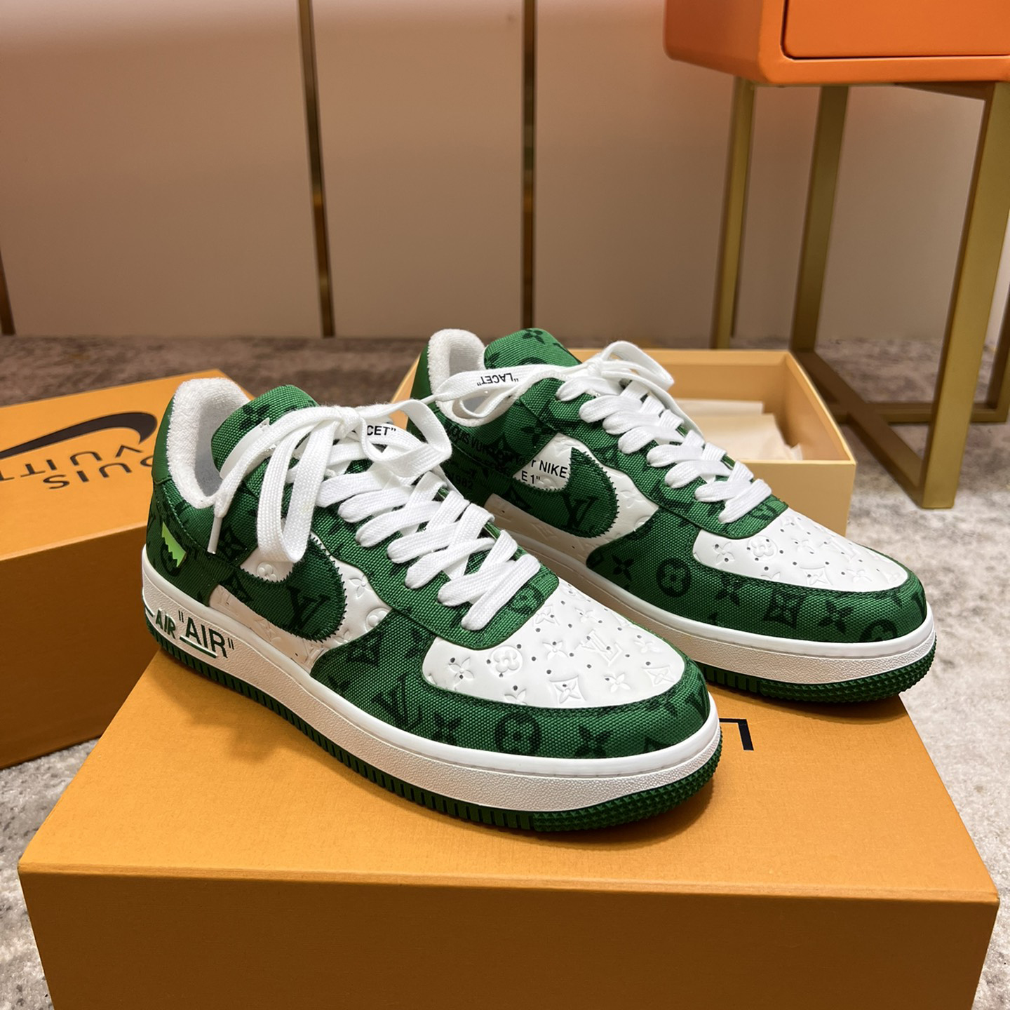 Louis Vuitton X Nike Air Force 1 Sneaker In Green - PerfectKickZ