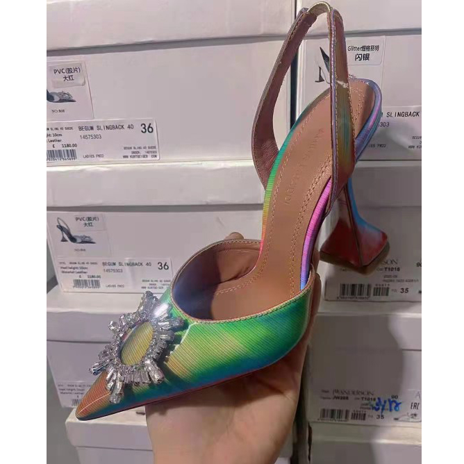 Amina Muaddi Begum Pumps Green  - PerfectKickZ