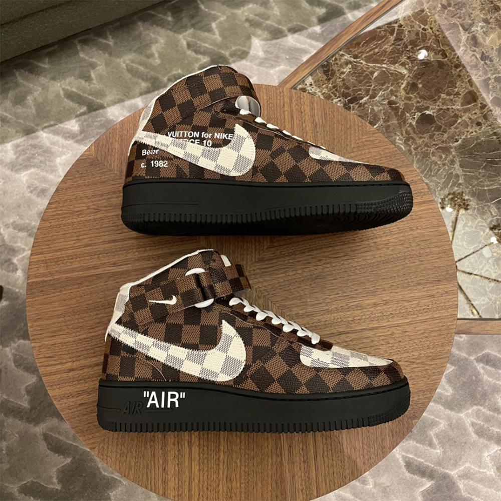 Louis Vuitton X Nike Air Force 1 Mid-Top Sneaker In Brown - PerfectKickZ