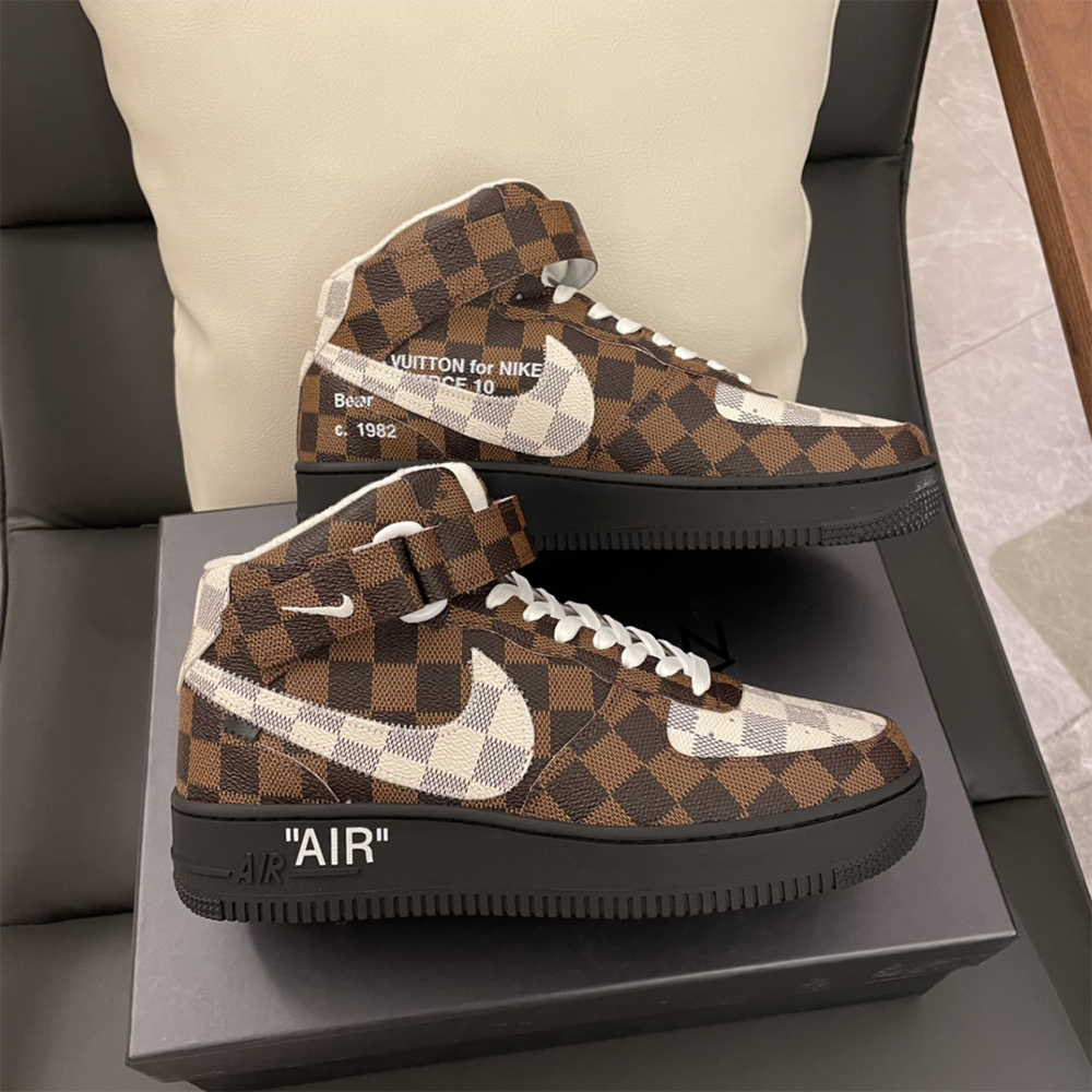 Louis Vuitton X Nike Air Force 1 Mid-Top Sneaker In Brown - PerfectKickZ